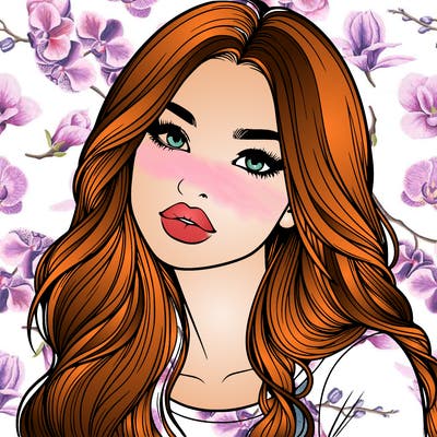 realistic girl with hair on her hair and lips