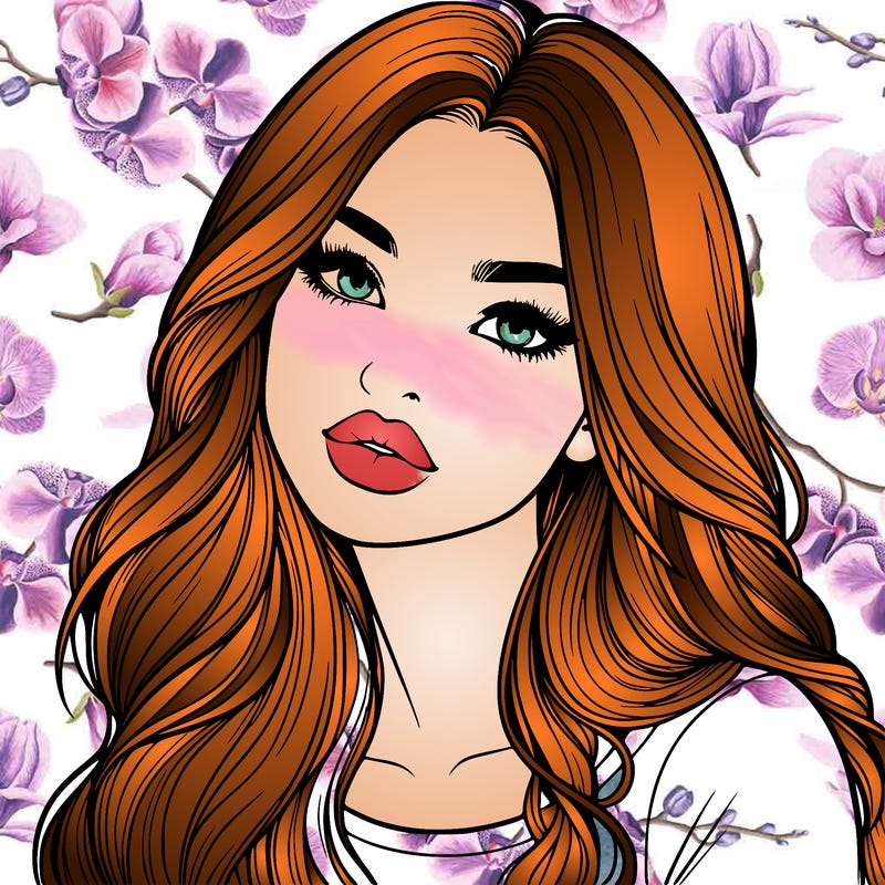 realistic girl with hair on her hair and lips