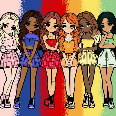 a group of girls realistic