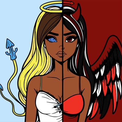 devil vs angel realistic girl