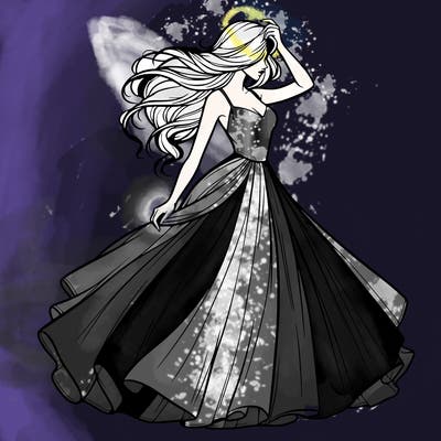 realistic woman with dress flowing in the wind