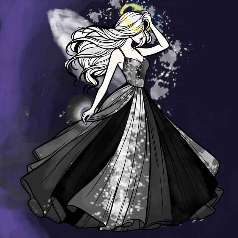 realistic woman with dress flowing in the wind