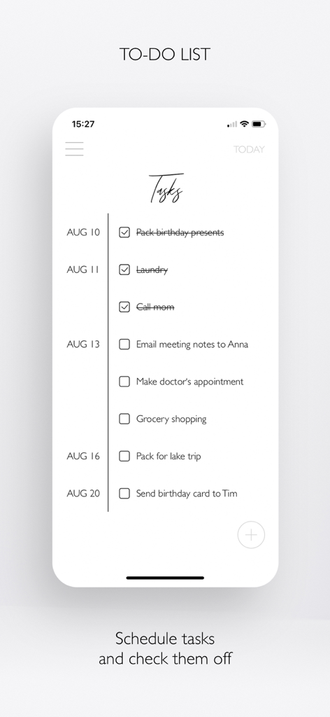 PLANBELLA - Planner App - Aesthetic to-do list with checkboxes in the Planbella planner app