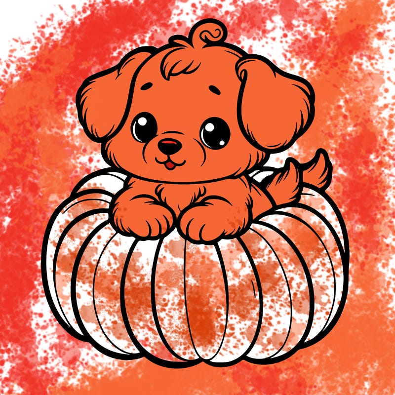 cute little puppy in a pumpkin