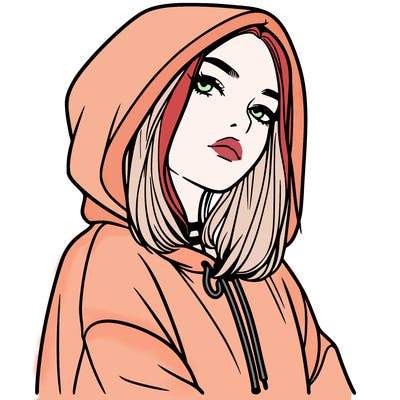 a realistic girl in a hoodie