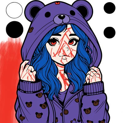 realistic girl in a animal pjs hoodie