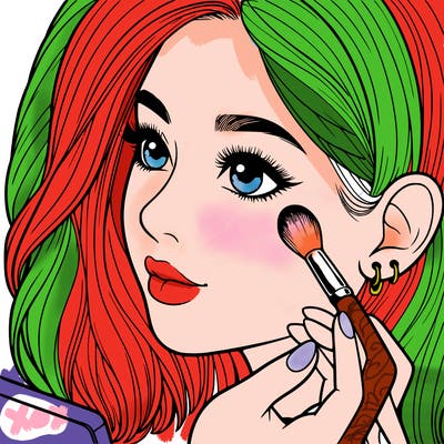 a realistic girl doing her makeup