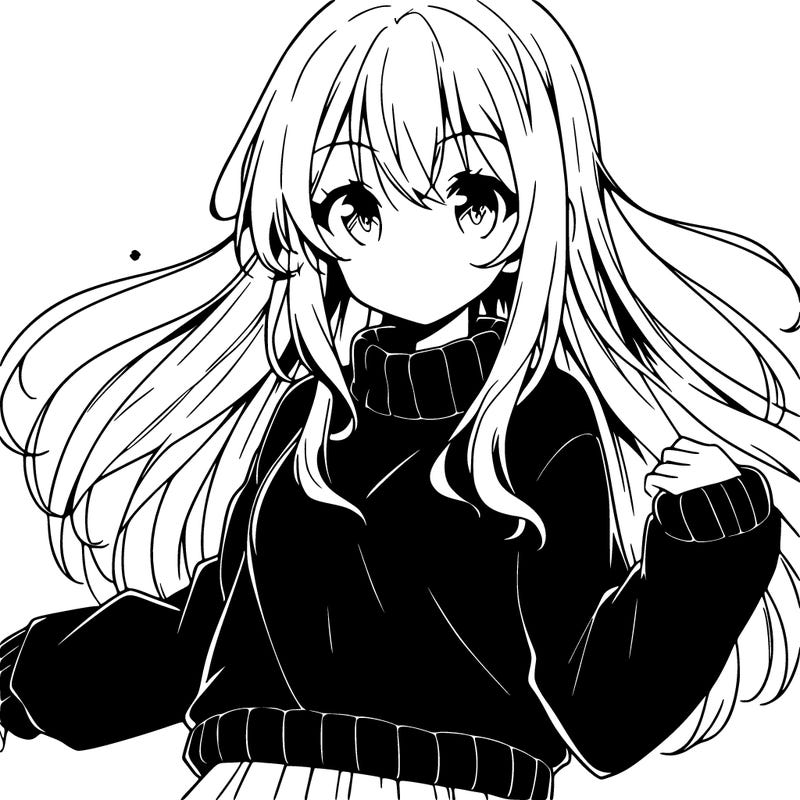 anime girl in black sweater