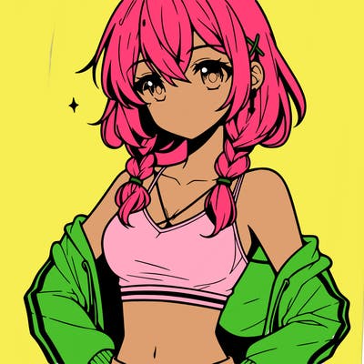 anime girl wearing crop top