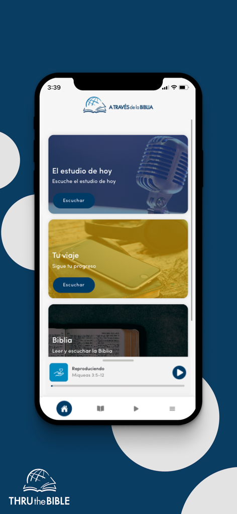 TTB Español (América Latina) - Interfaz de la aplicación de estudio bíblico TTB Español que muestra lecciones diarias y seguimiento del progreso en español.