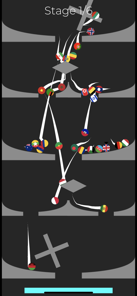 Marble Race Ultimate - Marbles with country flags racing through obstacles in a physics-based simulation
