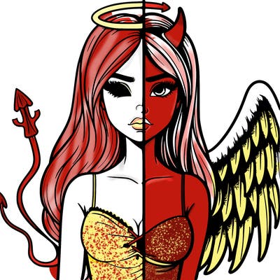 devil vs angel realistic girl