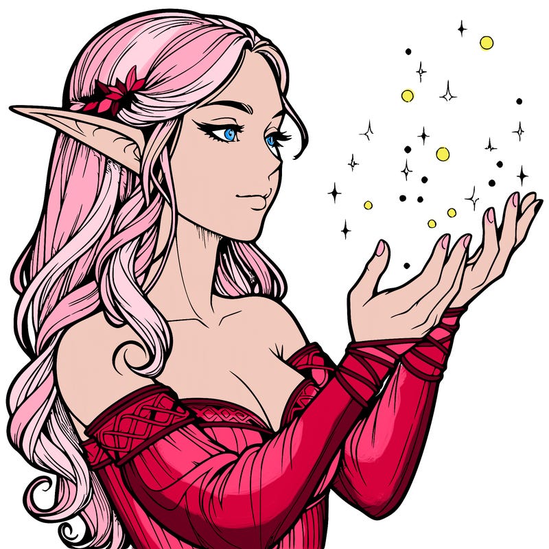 realistic elf girl doing magic
