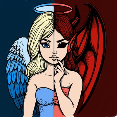 realistic angel half demon