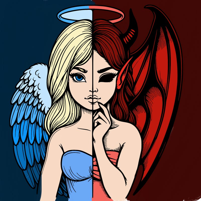 realistic angel half demon