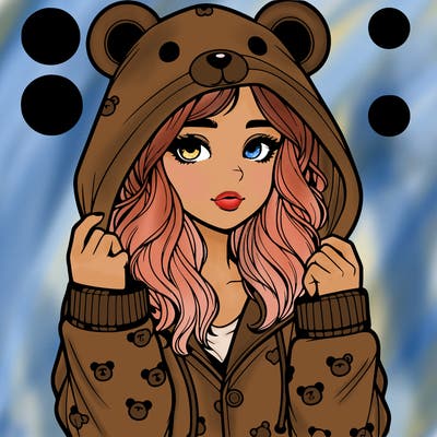 realistic girl in a animal pjs hoodie