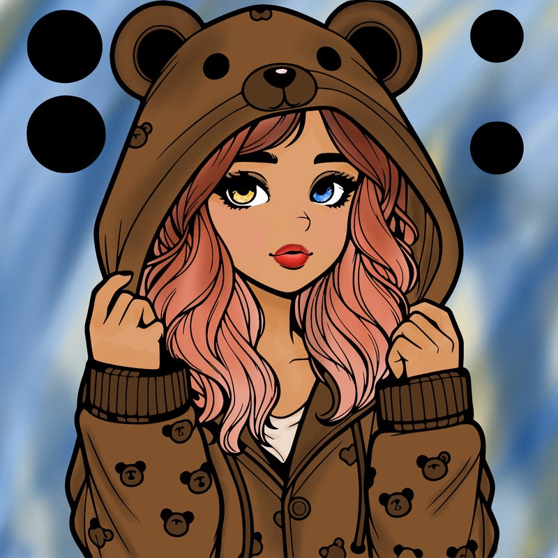 realistic girl in a animal pjs hoodie