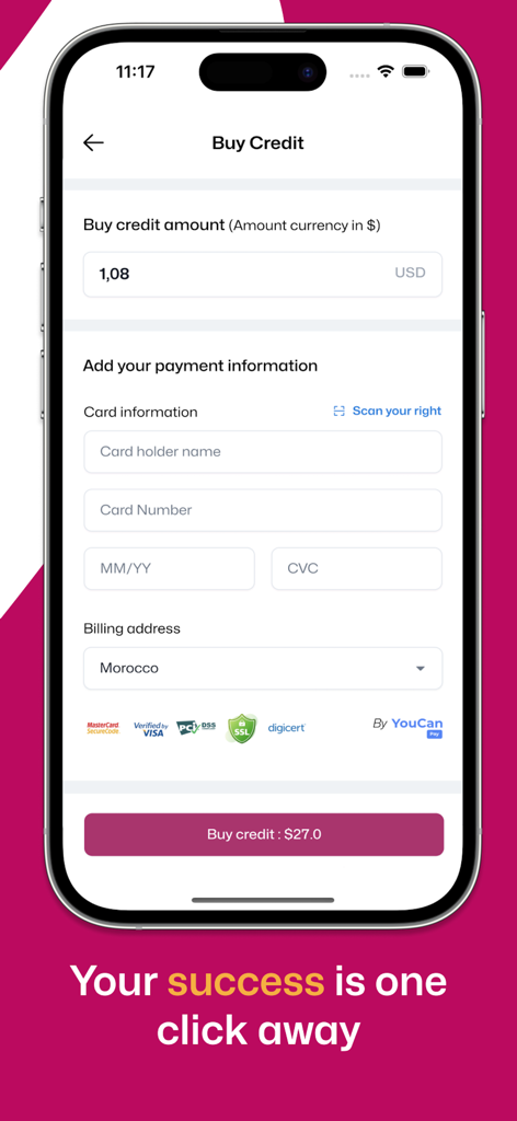 YouCan.shop - YouCan.shop mobile app payment interface for purchasing store credits