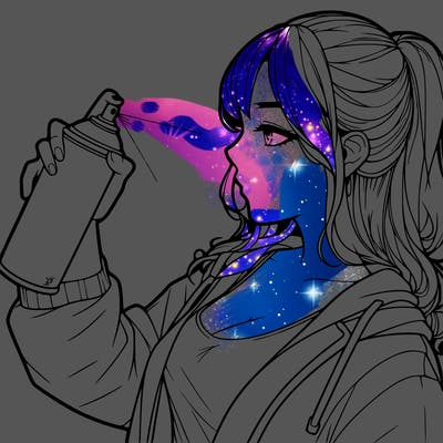 a realistic girl spray, painting