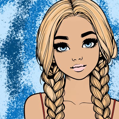 realistic girl with braids