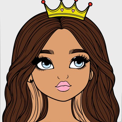 a realistic girl with a crown on