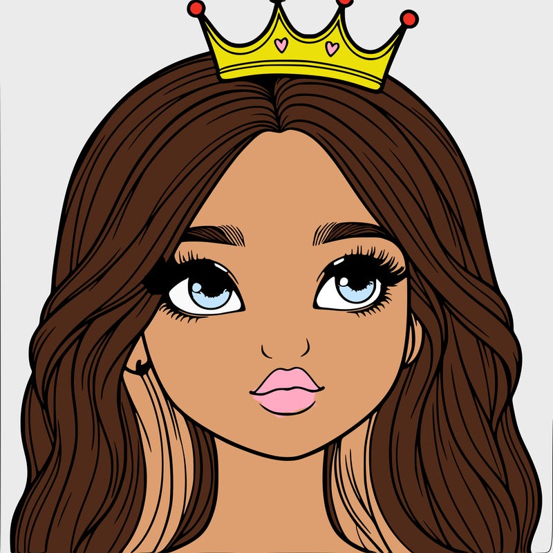 a realistic girl with a crown on