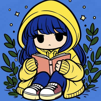 girl in oversized hoodie reading a book