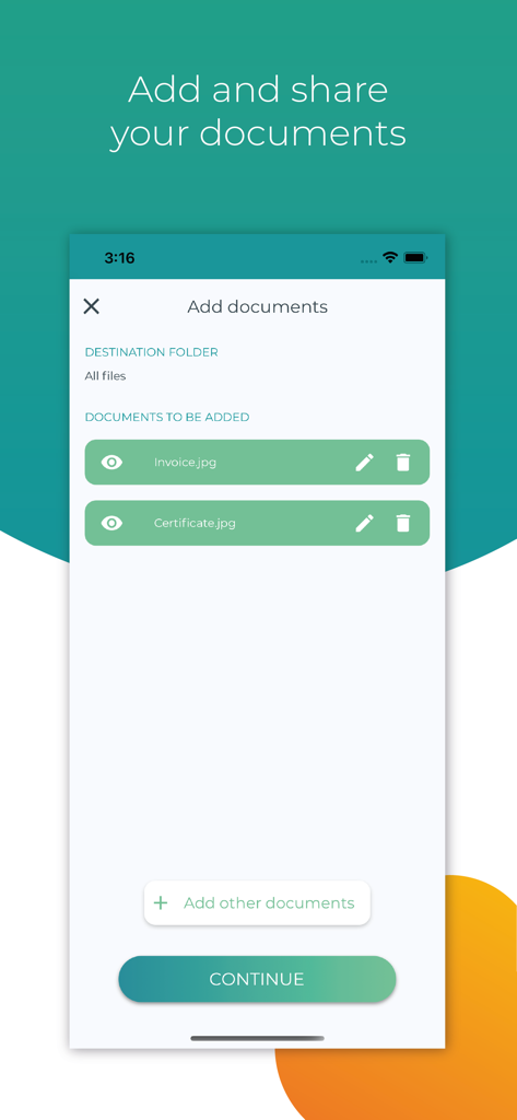 Open Bee Mobile - Open Bee Mobile interface for adding and sharing business documents like invoices and certificates