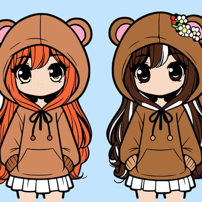 girls with a big hoodie