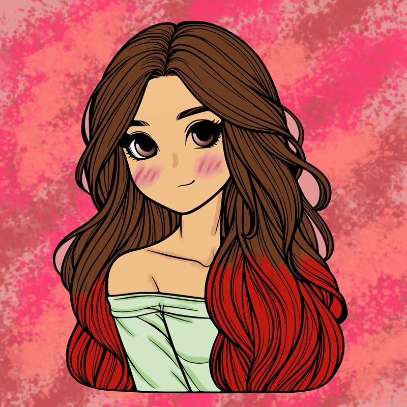 realistic girl with long hair