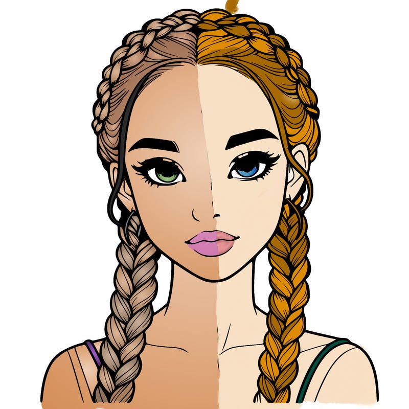 realistic girl with braids