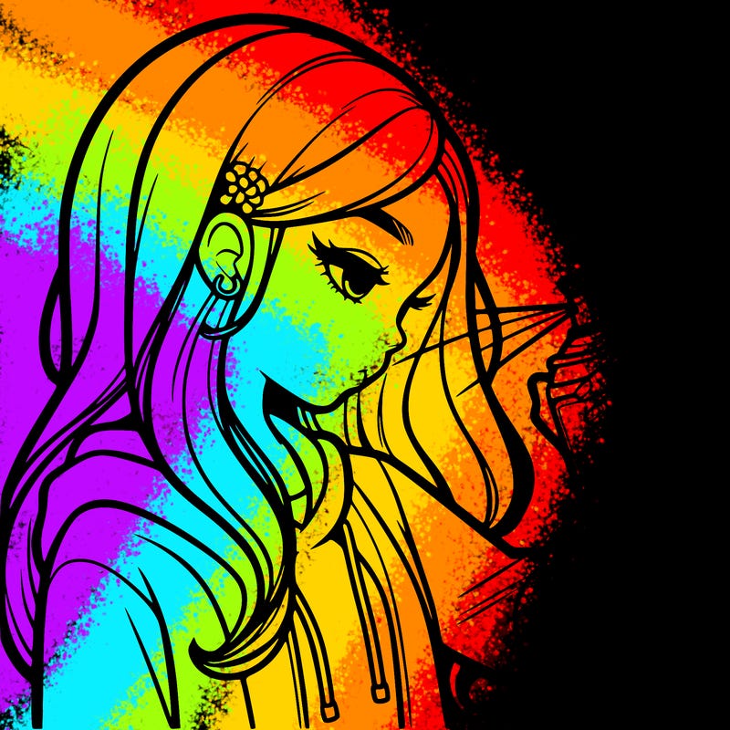 a realistic girl spray painting