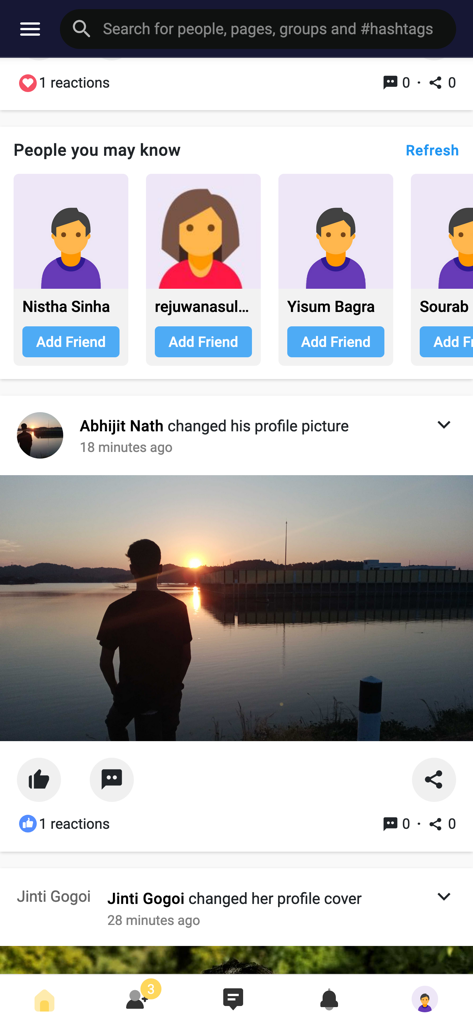 AdtU A Connect - Oberfläche der AdtU A Connect App, die einen sozialen Newsfeed mit Freundesvorschlägen und Profilaktualisierungen von Studenten zeigt