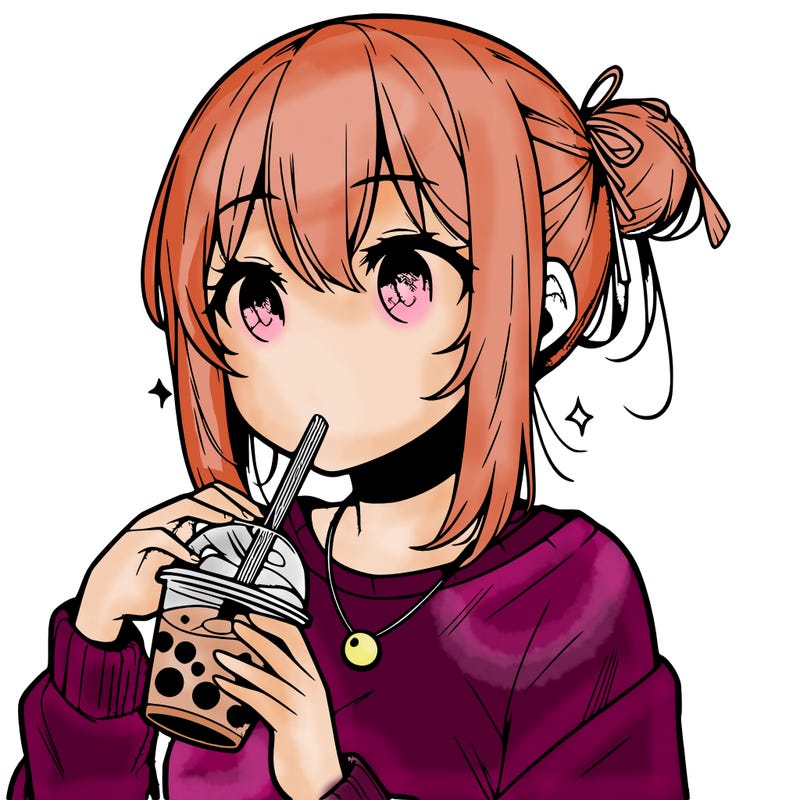 manga character drinking boba