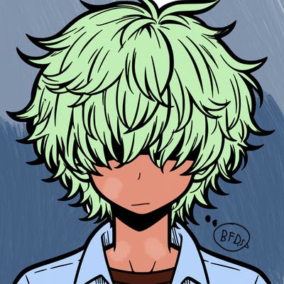 manga boy fluffy hair covering his eyes