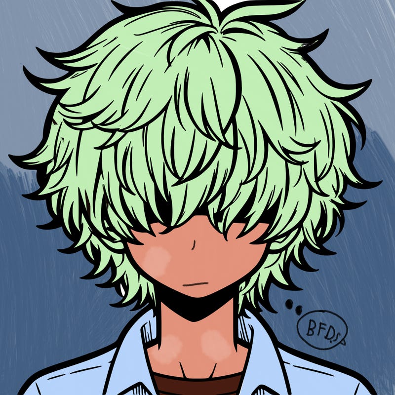 manga boy fluffy hair covering his eyes