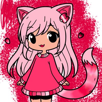 girl with cat ears and tail