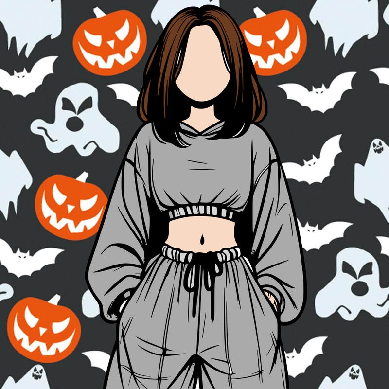 realistic girl faceless with baggy pants and a crop top