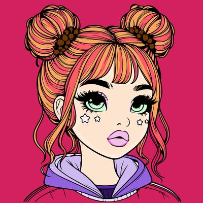 realistic girl with space buns
