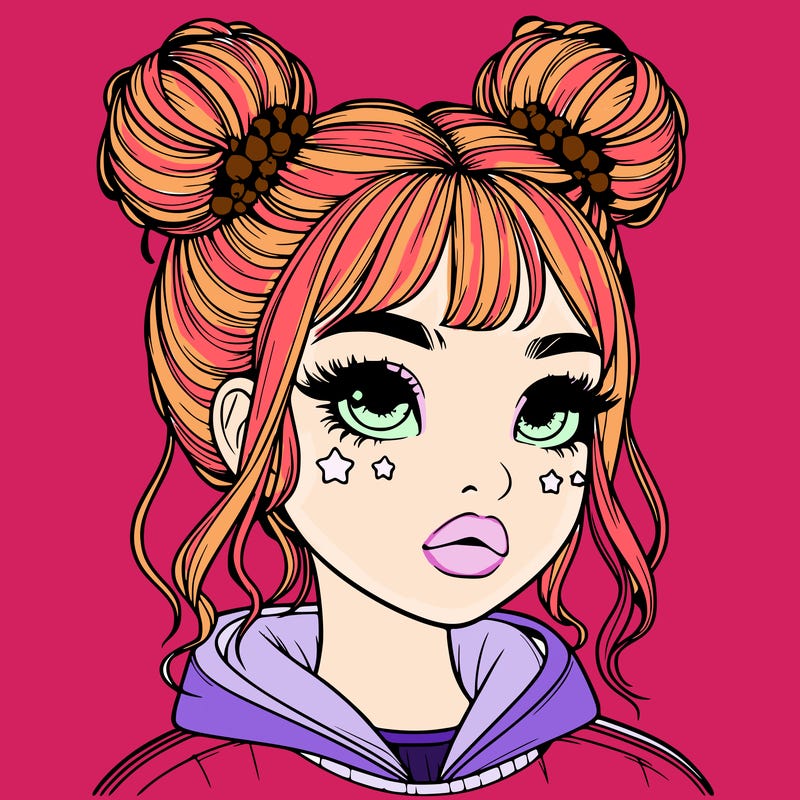 realistic girl with space buns