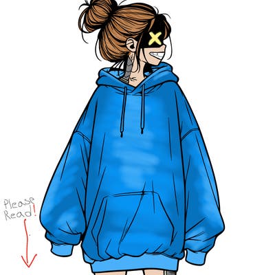 realistic girl with a oversized sweatshirt on and a bun