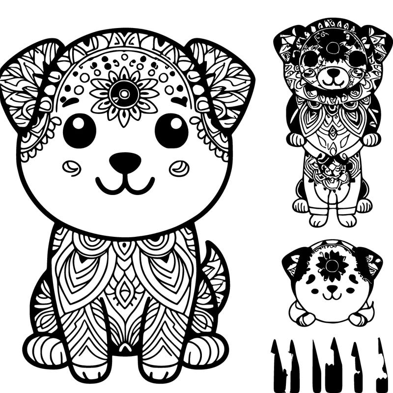 create a mandala style dog to color