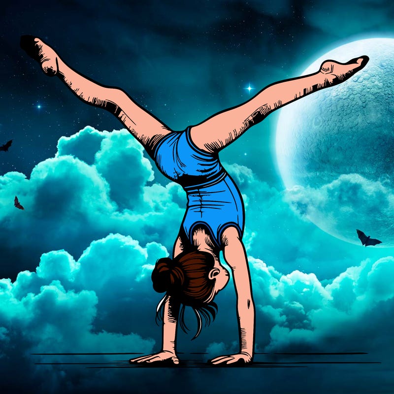 realistic gymnastic hand stand girl in four splits