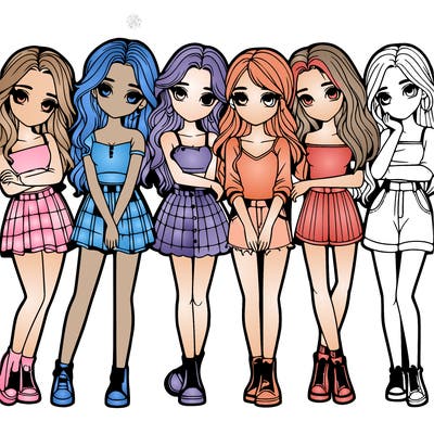 a group of girls realistic