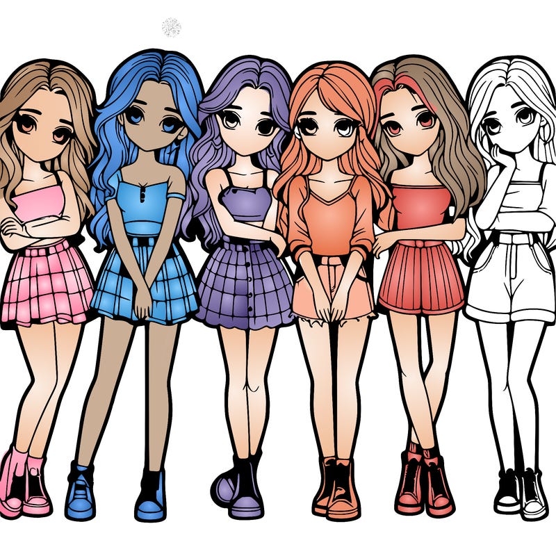 a group of girls realistic