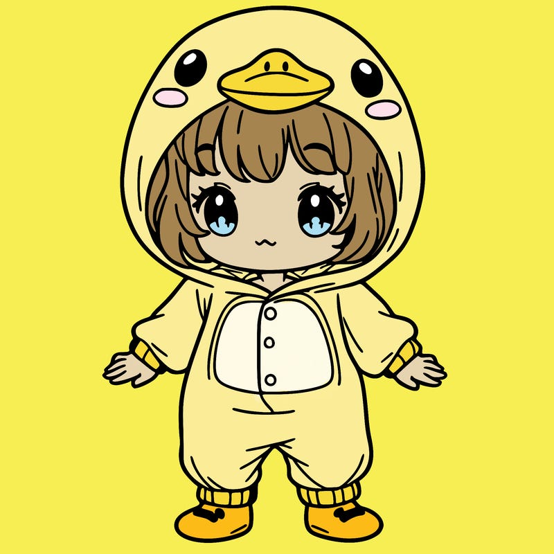 girl in duck onesie