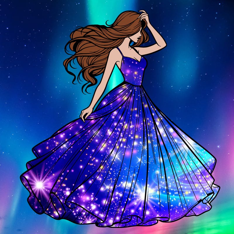 realistic woman with dress flowing in the wind