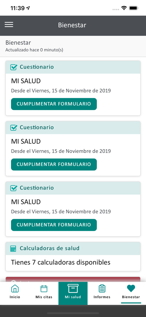 Fundación Jimenez Díaz - Health questionnaires and wellness calculators in the Fundación Jiménez Díaz patient portal app