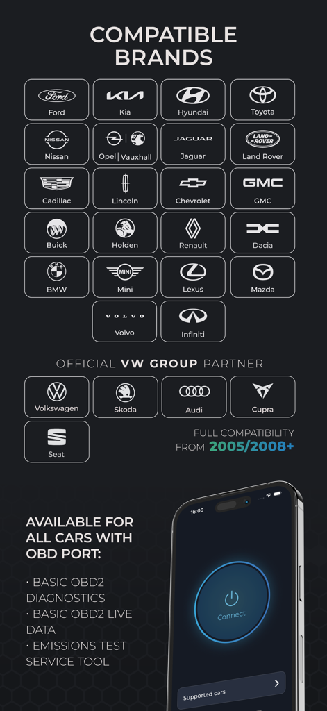 Carista OBD2 - List of car brands compatible with Carista OBD2 app