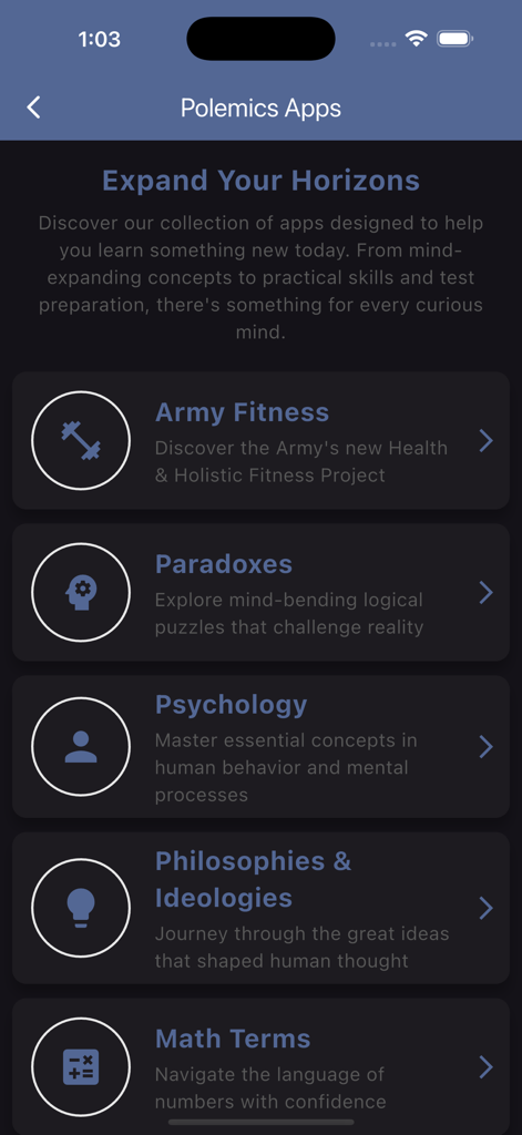 NS Boxing - A list of other applications from Polemics Apps including Army Fitness and Psychology